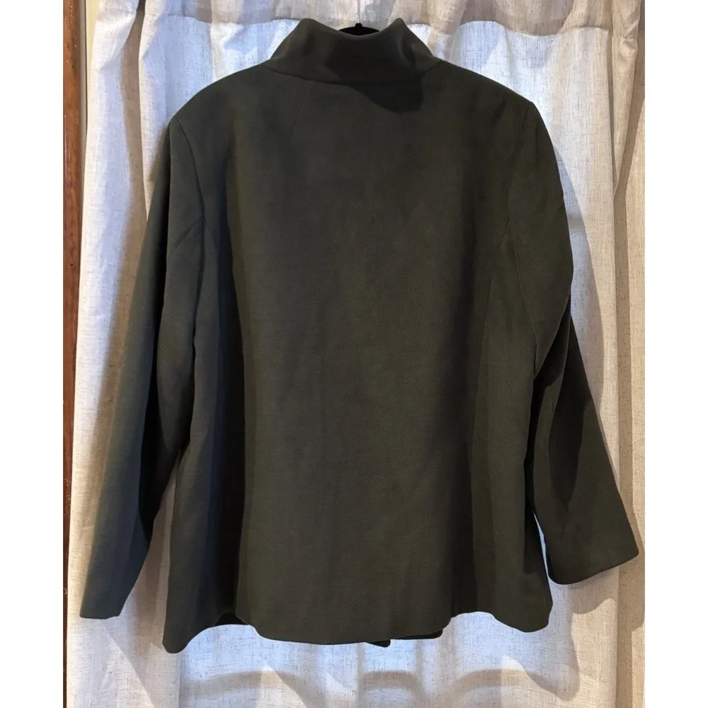 Lands End Womens Plus 18W Olive Green Peacoat Lined Hidden Button‎ Front Coat